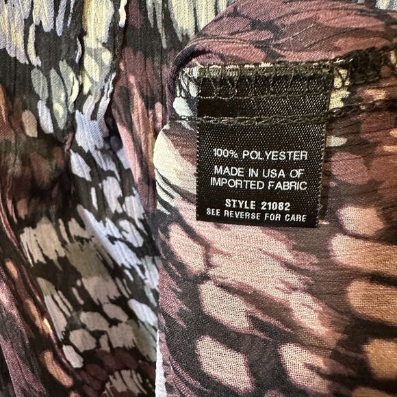 Colorful Sheer Blouse Top Womens Medium Travel Smith USA Made Boho Mom - Picture 4 of 7